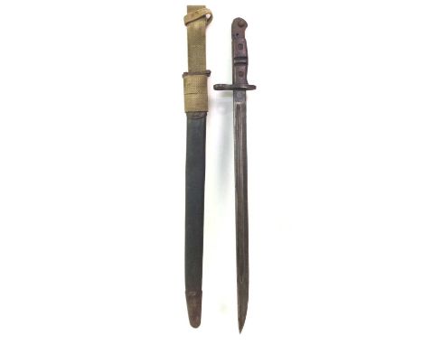 REMINGTON, U.S. 1917-PATTERN BAYONET, WWI PERIOD the fullered steel blade stamped marks to ricasso, two piece wood grip, in o