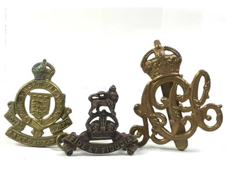GROUP OF BRITISH ARMY CAP BADGES, Including two Army Pay Corps (one 1920-29), another, Medical Corps and Royal Corps of Signa