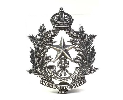 SCOTTISH RIFLES, WHITE METAL HELMET BADGE unmounted