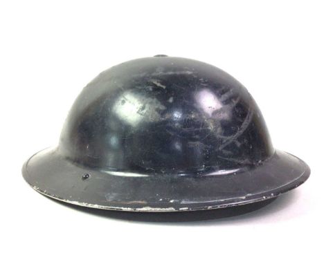BRITISH REPAIR PARTY / WATER HOME FRONT HELMET, WWII-PERIOD painted RP/W, further stamped interior, with internal webbing and
