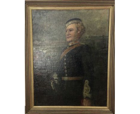 19TH CENTURY SCOTTISH SCHOOL, THE FIRST CAPTIAN OF TAYPORT BATTERY, 1ST FIFE V.A.,  PAINTED IN 1898-9  oil on board, with ins