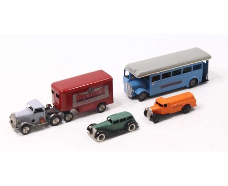 Triang Minic group of 2 loose repainted models to include an Articulated Brockhouse Pantechnicon in a grey cab with a red tra