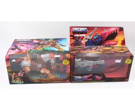 Mattel Master Of The Universe group of 2 boxed examples to include; Stridor and a Land Shark, both housed in plastic window d