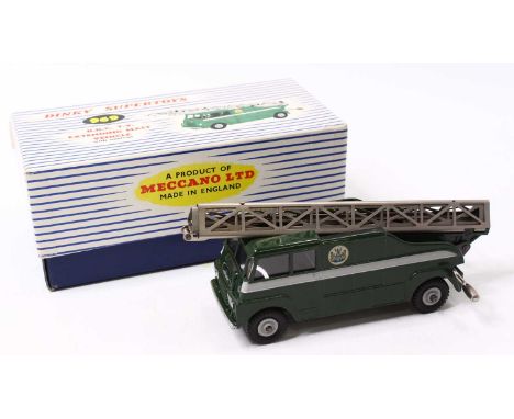 A Dinky SuperToys No. 969 BBC TV extending mast vehicle comprising green body with silver ladder (unstrung) and silver spun h