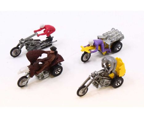 Hot Wheels (Mattel) Rrrumblers group of 4 to include; 5947 Bold Eagle brown and white plastics, brown and black hat rider, Ro