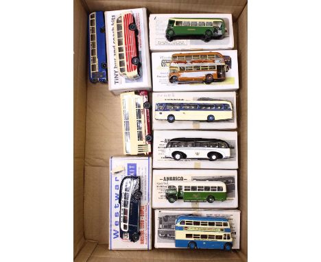 10 kit built 1:76 scale white metal and resin busses, by various operators and kit manufacturers, including Anbrico, Westward