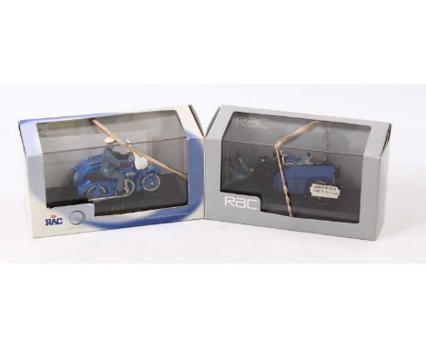 Autocraft/DGM 1/43 scale white metal handmade group of 2 RAC Patrol Bikes with sidecars housed in plastic-cased Associated ca
