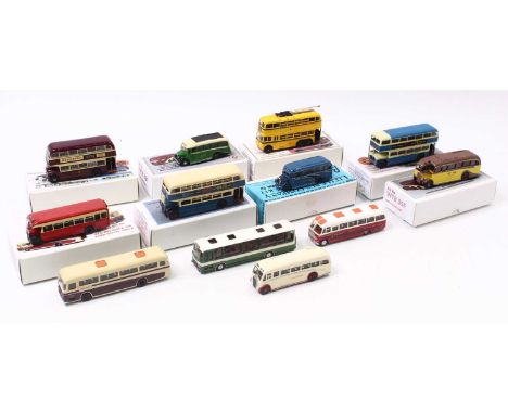 12 kit built 1:76 scale white metal and resin busses, by various manufacturers including Little Bus company, and others, all 