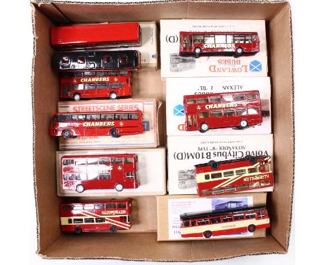 10 kit built 1:76 scale H.C.Chambers white metal and resin busses, including manufactures such as Lowland models, Lancer mode