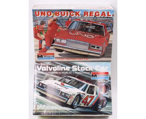 MONOGRAM 1.24 scale, NASCAR kit, 2205 ‘Uno’ Buick Regal #1 Buddy Baker 1983 Season &amp; 2707 ‘Valvoline’ #47 Ron Bouchard Bu