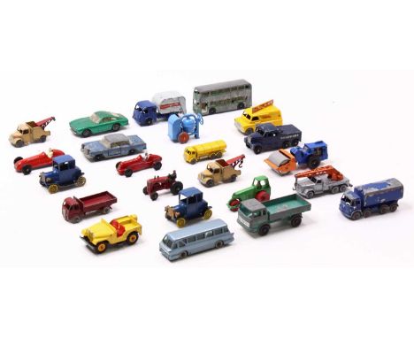Matchbox Lesney a quantity of loose and playworn diecast to include; No.40 Royal Tiger Coach in light blue body, No.72 Jeep i