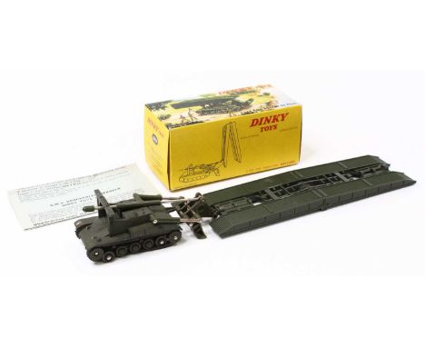 French Dinky Toys, No.883 AMX Bridgelayer, French military green body, black base, black rubber tracks, housed in the origina