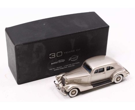 Brooklin Models Ltd, 1/43rd scale white metal model of a BRK100 1934 Silver Pierce Arrow Coupe, Anniversary Model Limited Edi