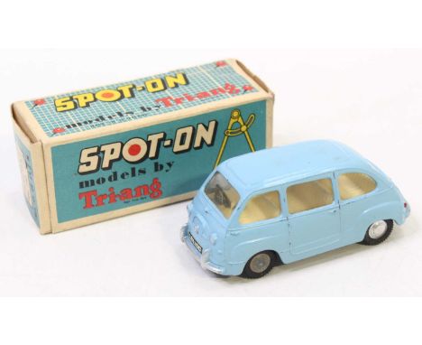 Spot On Triang No.120 Fiat Multipla, light blue body with cream interior, spun hubs, in the original card box (VG-BVG)