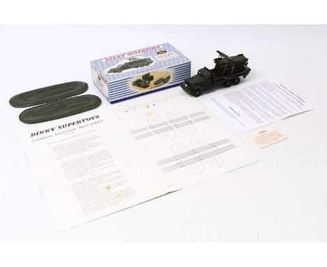 French Dinky Toys, No.884 Brockway Bridgelayer, 6-wheeled Truck in military green, with plastic bridge sections and 2 x infla