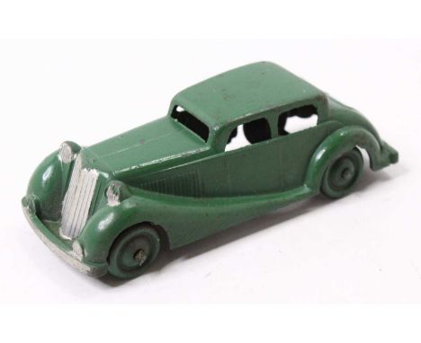 Saloon Car by Crescent Toys of England - green including wheels, silver trim, light wear to some edges
