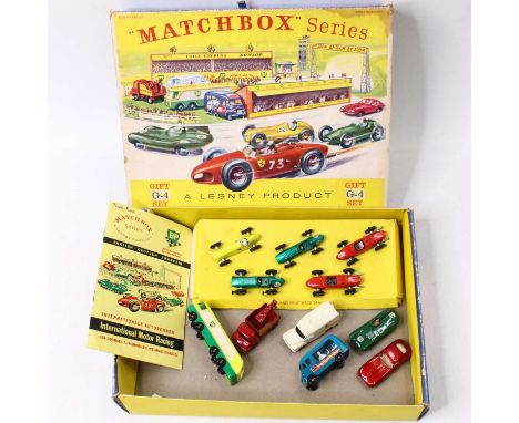 Matchbox Grand Prix gift set No.G-4, all diecast vehicles are apparent, to include; 13C, 19C, 41B, 47B, 52A, 32B, 73B and Maj