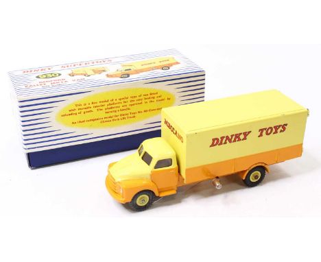 Dinky Toys No. 930 Bedford Pallet Jekta van, comprising orange and lemon yellow body with yellow cast hubs and Dinky Toys liv