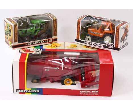 Britains group of 3 boxed 1/32 scale farming models to include; No.9570 Massey Ferguson 760 Combine Harvester, No.9528 Fiat 8