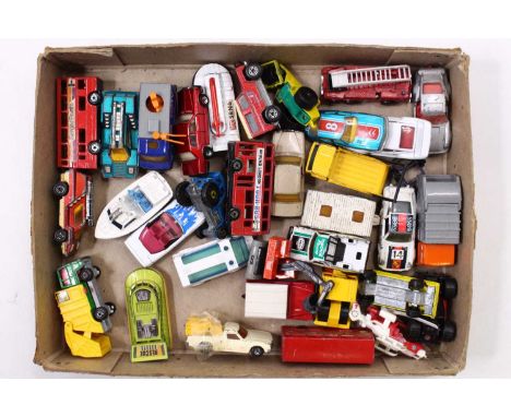 Matchbox Lesney quantity of loose and playworn diecast to include; No.57 Wild Life Truck, No.63 Cosmobile, No.72 Bomag Road R