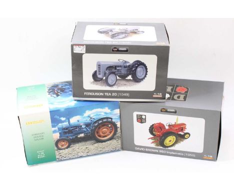 A Universal Hobbies 1/16 scale model tractor group of 3 to include a No. UH2640U Fordson Power Major, No.UH2690 Ferguson TEA 