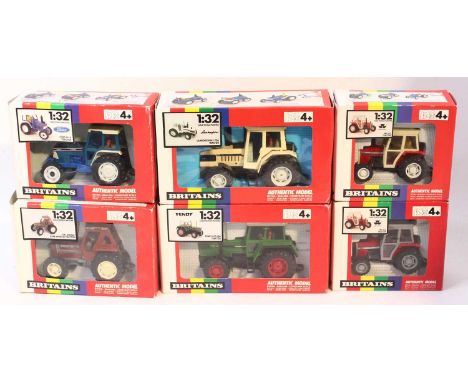 Britains group of 6 farming 1/32 scale boxed tractors to include; No.9528 Lamborghini 1706, No.9502 Massey Ferguson 262, No.9