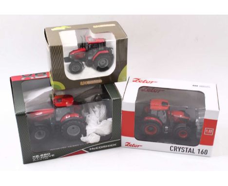 A collection of Universal Hobbies 1/32 scale diecast model tractors to include a UH4951 Zetor Crystal 160 tractor, a UH4982 M