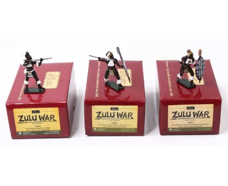 Britains Zulu War Boxed Figure Group, 3 examples including No.45004 Zulu Regiment Firing Rifle, No.45003 Zulu Advancing with 