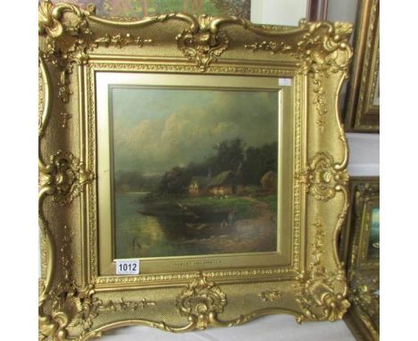 A gilt framed oil on canvas rural scene, initialled K H and dated 1890, (Keeley Halswelle printed on frame and Christie's lab