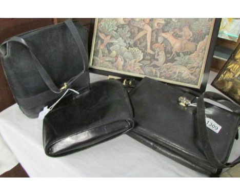 3 vintage designer handbags including Henry of London, Salvadore Ferragavio, Italian.