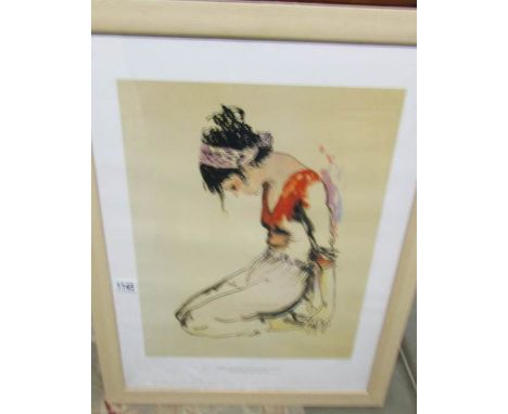 A print entitled 'Kirov Dancer Rehearsing Juliet', Donald Hamilton Frazer R.A., signed in pencil, framed and glazed.