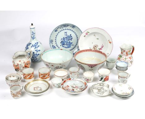 A MIXED LOT OF CERAMICS TO INCLUDE a lustre ware mask jug; Berlin soup plate painted with flowering foliage; various tea cups