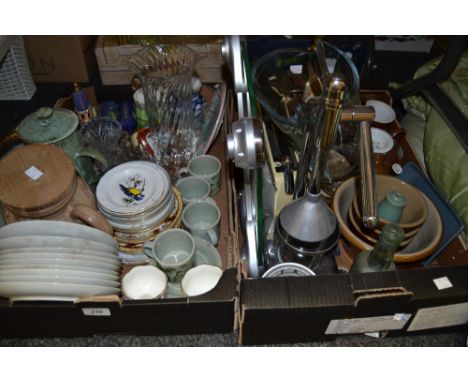 Household Goods - a gilt dressing table tryptych mirror; a vintage Roberts radio; stoneware fish mousse mould, citrus press; 