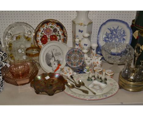 Ceramics and Glassware - Aynsley Cottage Garden pattern vase, pin dish, etc; blue and white transfer printed plates, carnival