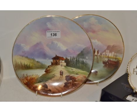 A pair of Edwardian cabinet plates painted by John William Bailey c.1910