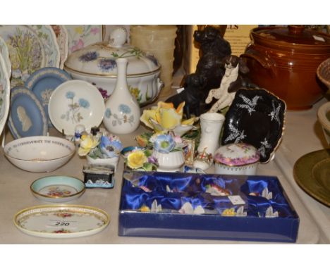 Decorative Ceramics - a Spode Stafford Flowers pattern tureen and cover, Wedgwood Jasperware, a resin model of a spaniel, cre