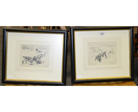 George Vernon Stokes 1873-1954
by and after, a pair, Merry Cocker Spaniels and Irish Water Spaniel picking up a Goose, signed
