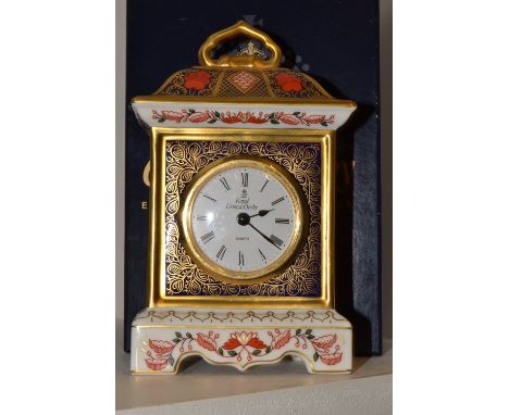 A Royal Crown Derby 1128 pattern carriage clock, boxed