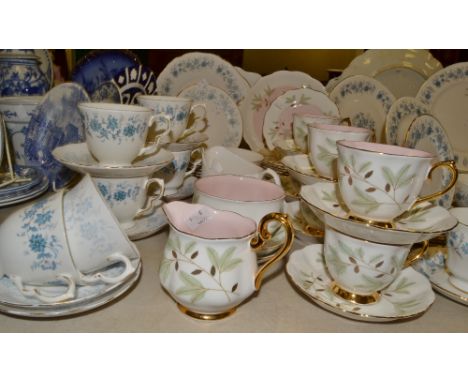 A Royal Albert Braemar pattern tea set for six, a Colclough part tea service, pattern d678 decorated with blue floral sprigs