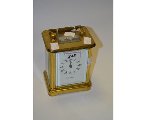 A  Mappin and Webb carriage clock, the black Roman numeral dial  on white