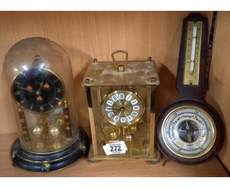 BAROMETER, DOME MANTLE CLOCK &amp; A TORSION CLOCK