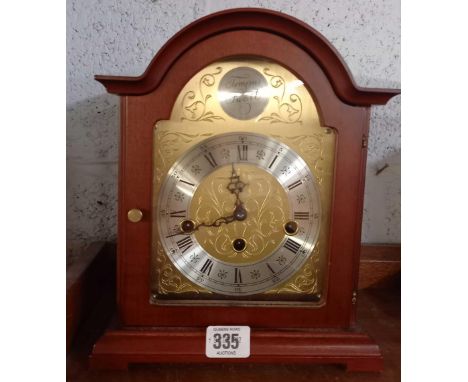 MODERN BRASS FACED CHIMING MANTLE CLOCK