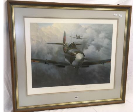 LARGE F/G &amp; MOUNTED LIMITED EDITION PRINT BY GERALD COULSON ''PORTRAIT OF A THOROUGHBRED'' SUPER MARINE SPITFIRE MK9 No. 