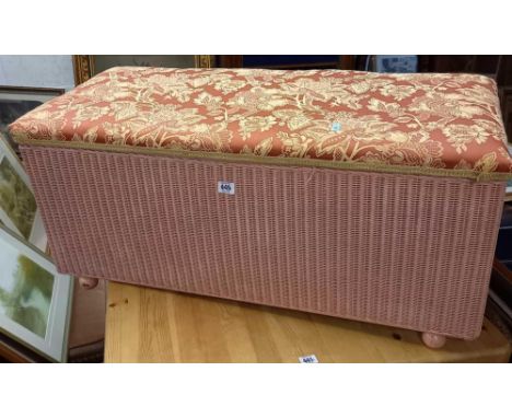 PINK &amp; GOLD COLOURED LLOYD LOOM OTTOMAN WITH PINK UPHOLSTERED SEAT BY LUSTY