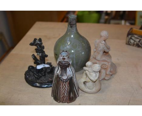 Carolina M. Valvona, a mixed lot of glazed and unglazed pottery figures and vases (a lot)