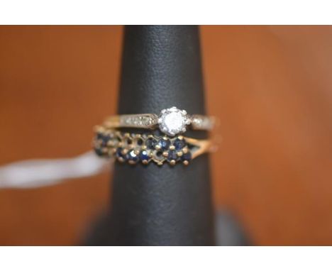 A single stone diamond ring on 18ct gold band, with a 9ct gold dress ring (2)