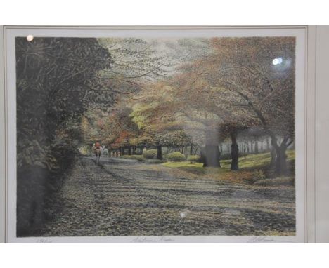 Harold Altman, Autumn Riders, limited edition coloured lithograph 190/285, signed and titled, 45cm x 64cm; together with Cert