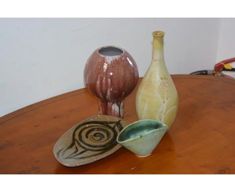 A mixed group of Carolina M. Valvona glazed stoneware studio pottery (4)