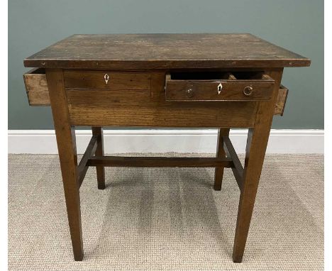 OAK SIDE TABLE WITH MULTIPLE DRAWERS 19th century, on tapered supports, 79.5 (h) x 75.5 (w) x 56cms (d)Provenance: private co