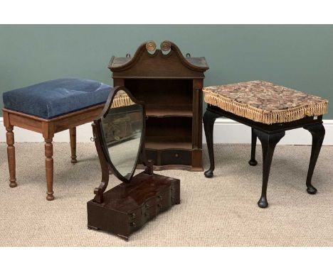 FURNITURE ASSORTMENT to include converted clock hood bookcase with base drawers, 75 (h) x 55 (w) x 30cms (d), two dressing st